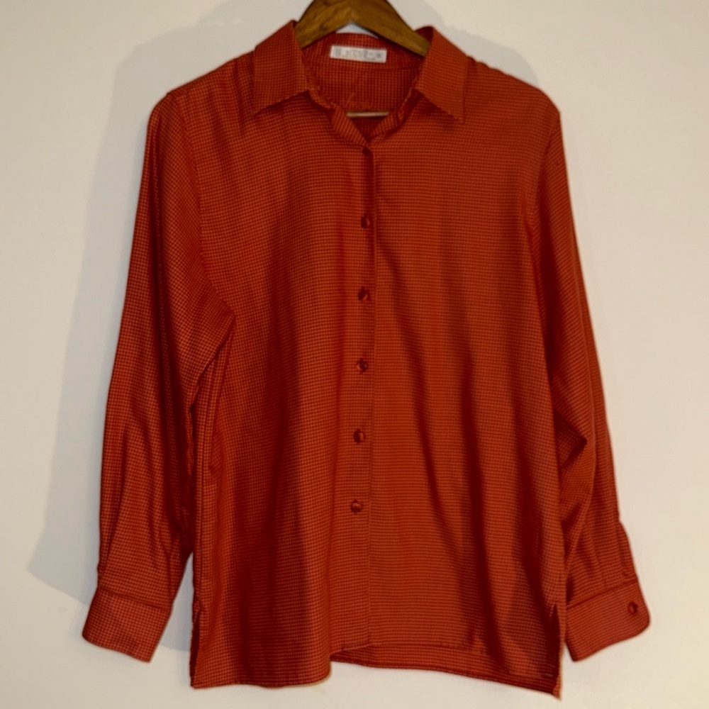 Foxcroft Orange Casual Button Down Shirt Lightweight